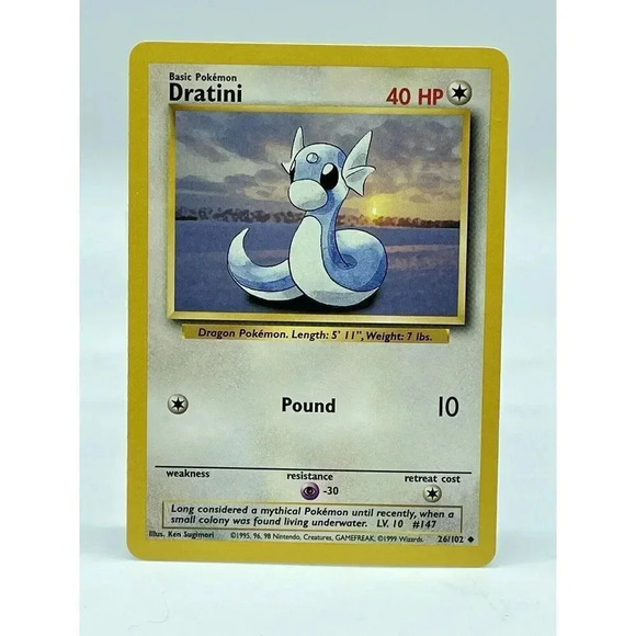Dratini 26/102‎ Base Set Regular Pokémon TCG Uncommon Non Holo Vintage 1999 LP - Picture 1 of 6